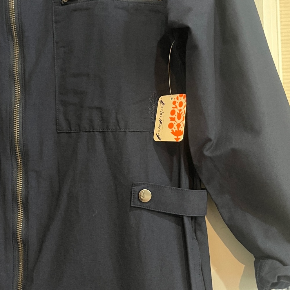 Free People FP Movement Mesmerize Me Coveralls Utility Jumpsuit Navy Small NWT - Picture 7 of 12